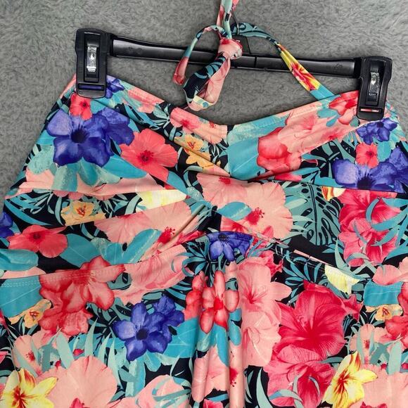 Womens Catalina floral tankini swimsuit top halter plus size flowy beach 3X - Picture 6 of 10